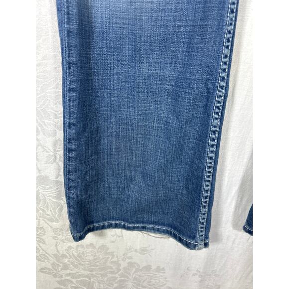 BKE Jeans 30x31.5 Sabrina Low Rise Flare VTG Y2K Distressed Blue Denim Buckle - Picture 2 of 12